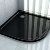 Kwartronde Hoogglans zwarte douchebak leverbaar in 80x80 of 90x90 of 100x 100 cm