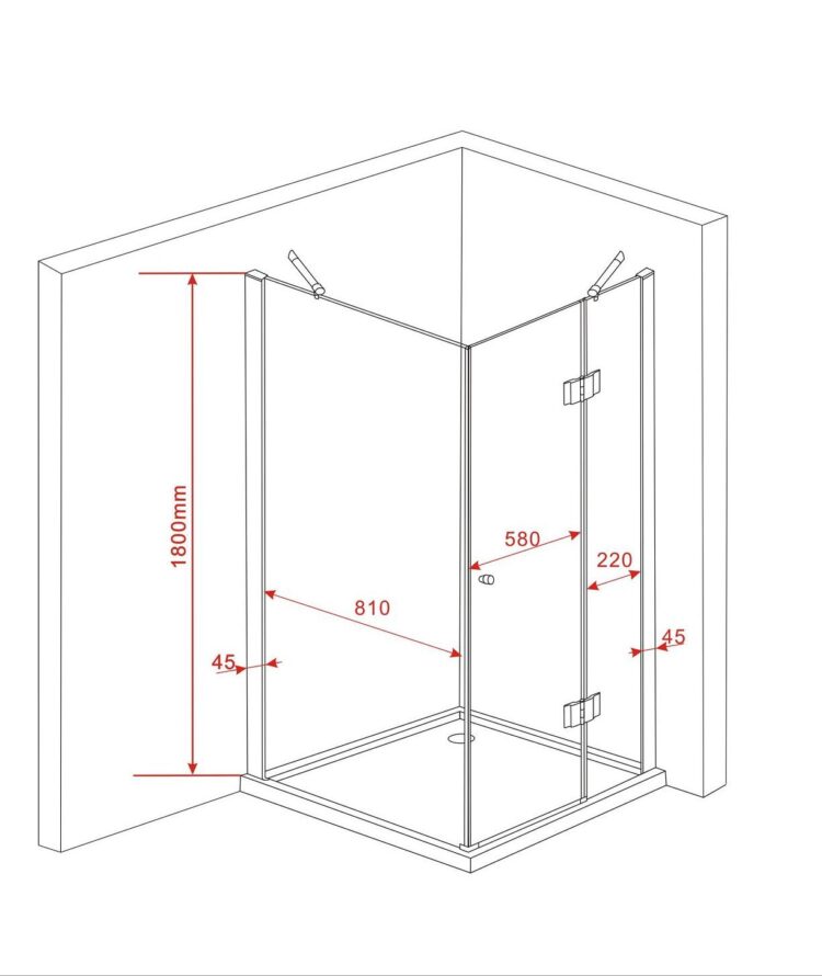 Douchecabine vierkant model met draaideur (beperkte hoogte 180 cm) - Afbeelding 7