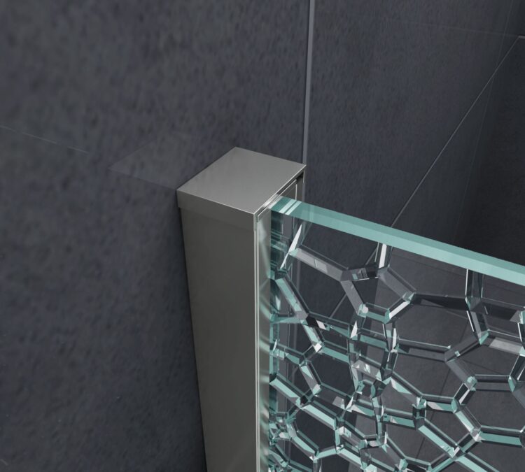 10 mm Inloopdouche met gebroken glas muurprofiel