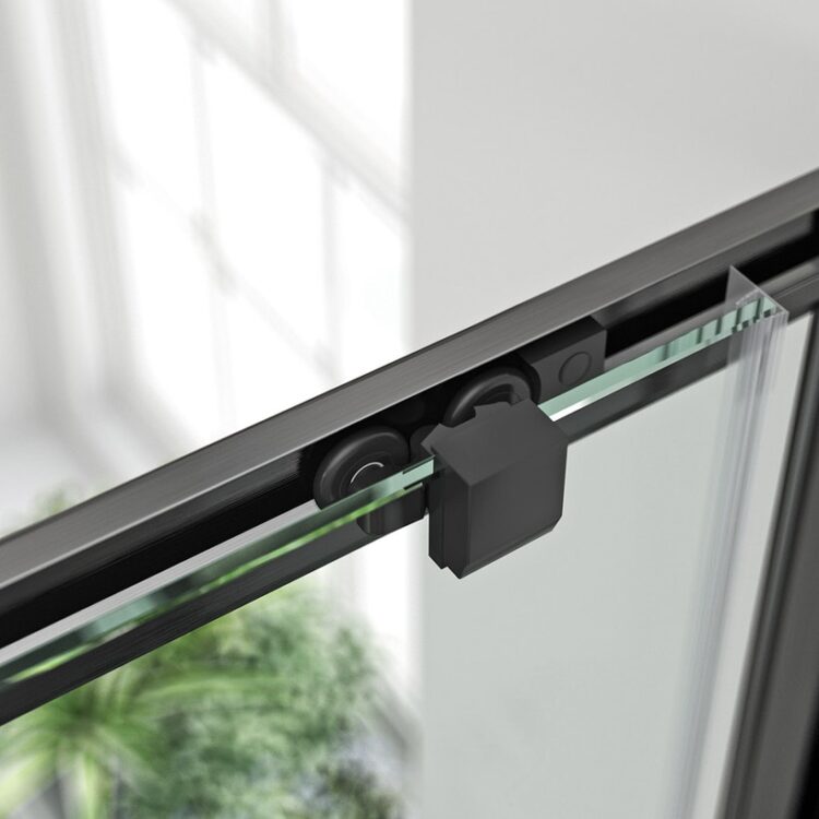 Douchecabine U vorm met schuifdeur en zwarte profielen (200 cm hoog) - Afbeelding 4