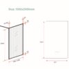 Inloopdouche zwart met geribbeld glas lijntekening 100x200cm