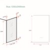 Inloopdouche zwart met geribbeld glas lijntekening 120x200cm