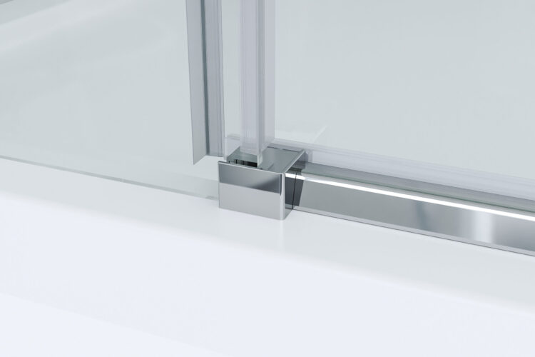 Detail geleider schuifdeur chroom