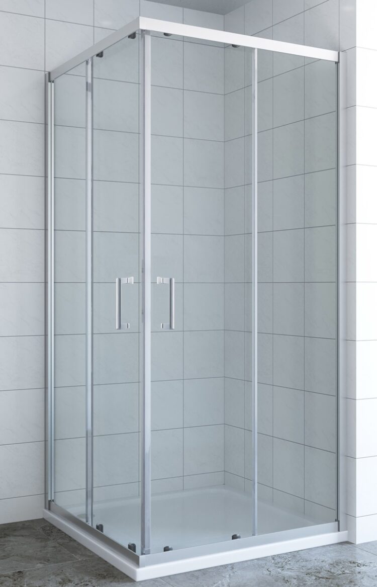 Douchecabine hoekinstap chroom met schuifdeuren (hoogte: 200 cm) - Afbeelding 2