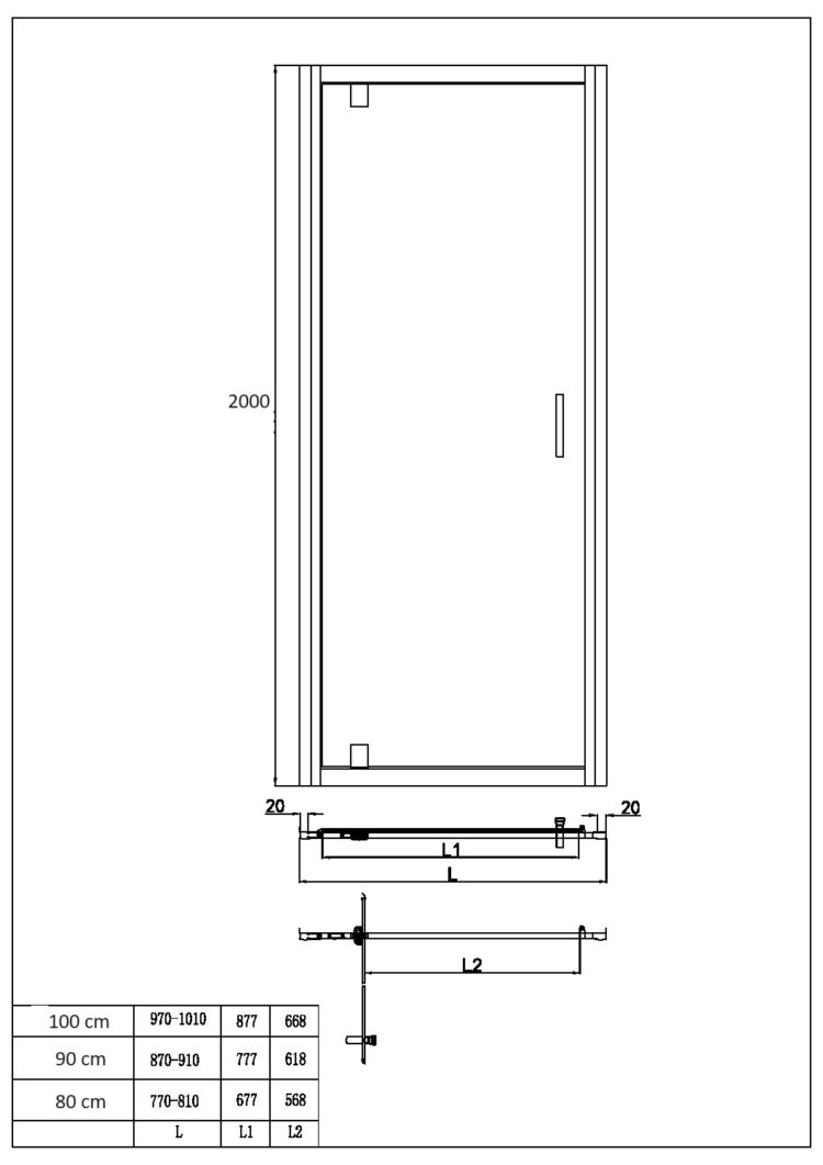 Lijntekening Nisdeur Trento 200 hoog