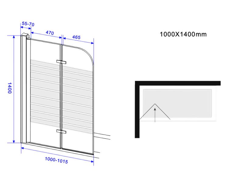 Badwand 2-delig draaibaar 100 x 140 cm streepmotief - Afbeelding 6