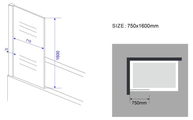 Vaste bandwand extra hoog 160 cm