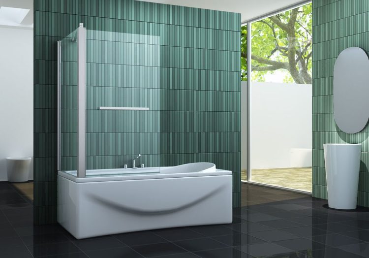 Badwand 80 cm met vaste zijwand