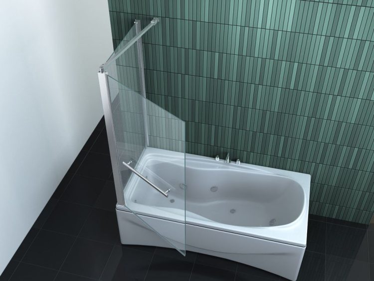 Badwand 80 cm met vaste zijwand