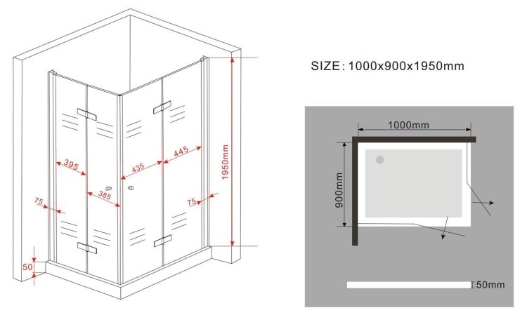 Inklapbare vouwdeuren mat zwart 90 x 100 cm