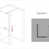 Inloopdouchewand matglas lijntekening 80 cm