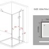 Matzwarte douchecabine draaideur 90x75x195 cm lijntekening