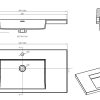 Badkamermeubel Algau Wastafel 100 cm lijntekening