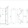 Vijfhoek douchecabine met draaideur lijntekening 100x100 cm