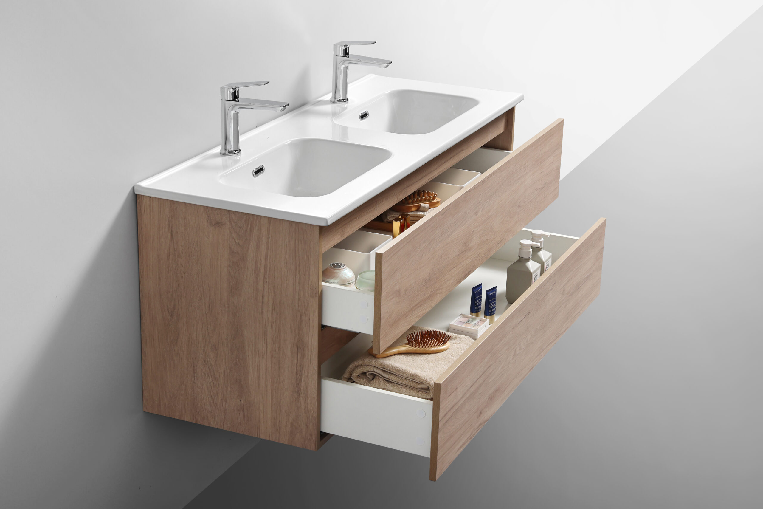 Badkamermeubel Scandinavisch Eiken 120 cm(zijaanzicht)