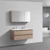 Scandinavisch Eiken badkamermeubel + Spiegelkast 120 cm (zijaanzicht)