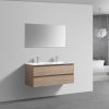 Scandinavisch Eiken badkamermeubel + Vlakke spiegel 120 cm (zijaanzicht)