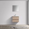 Scandinavisch Eiken badkamermeubel + Vlakke spiegel 60 cm (vooraanzicht)