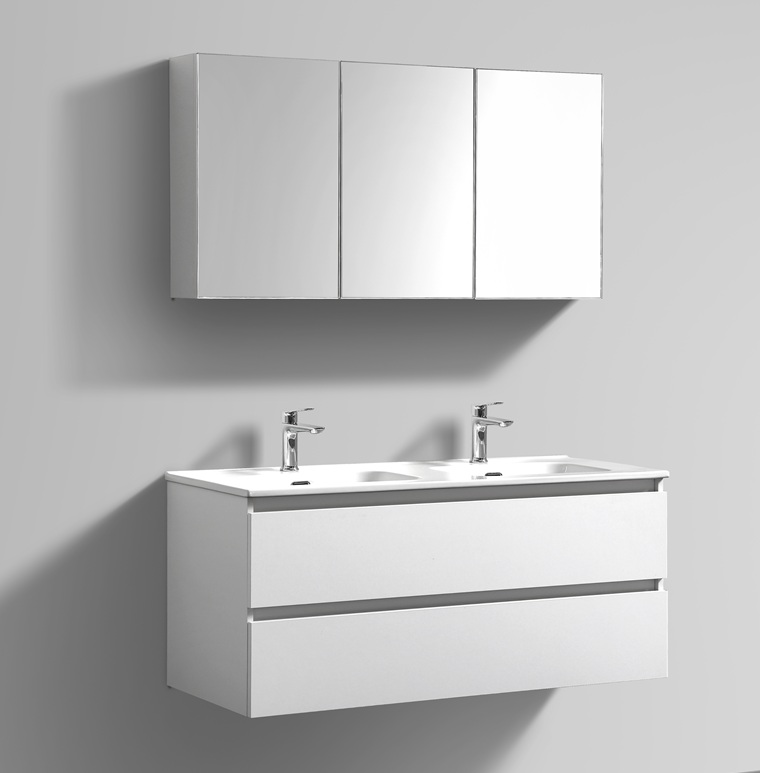 Witte badkamermeubel + Spiegelkast 120 cm productfoto