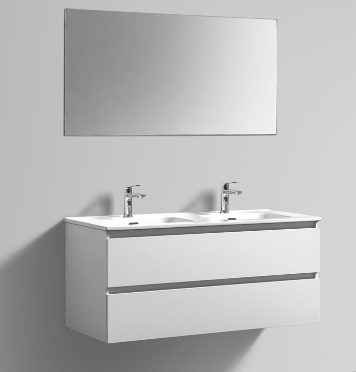 Witte badkamermeubel + Spiegelkast 120 cm productfoto