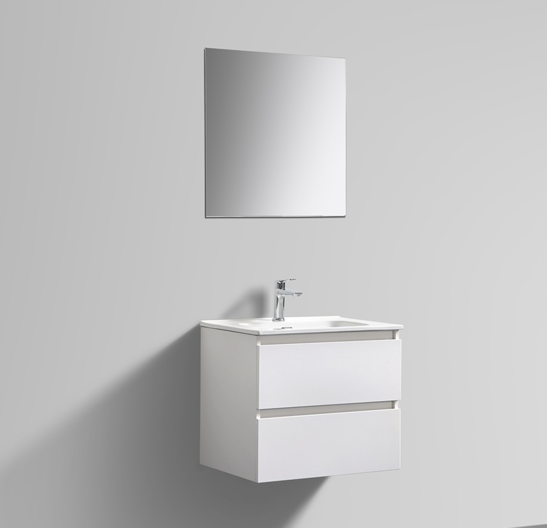 Witte badkamermeubel + Vlakke Spiegel 60 cm productfoto