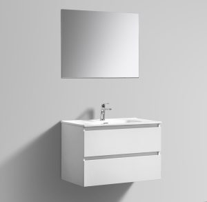 Witte badkamermeubel + Vlakke Spiegel 80 cm productfoto