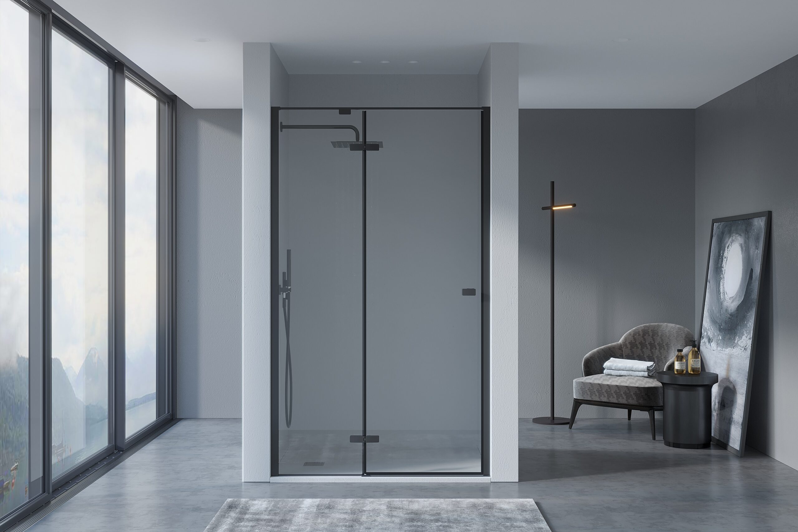 Handig draaideursysteem matzwart sfeerfoto